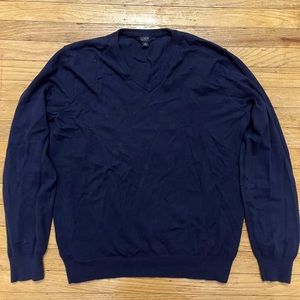 J. Crew cotton cashmere v-neck sweater navy blue size small